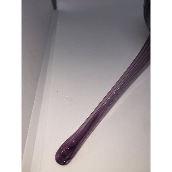 Vtg 1990's Hand Blown Amethyst Studio Art Glass Bulbous Vase Honey Comb Pattern - Picture 7 of 9